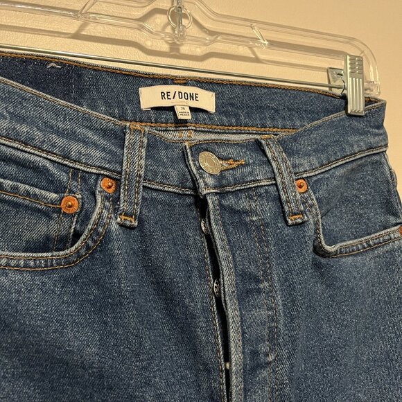 RE/DONE 90's Orginals Ultra High Rise Skinny Jean in 70s Blue Button Fly Size 26 - Picture 4 of 11